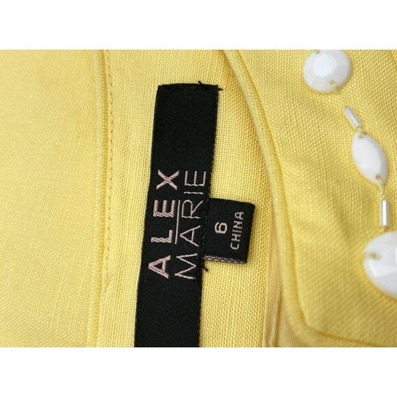 Alex Marie Yellow Sheath Dress with Beaded Neckline Size 6 - Picture 10 of 11